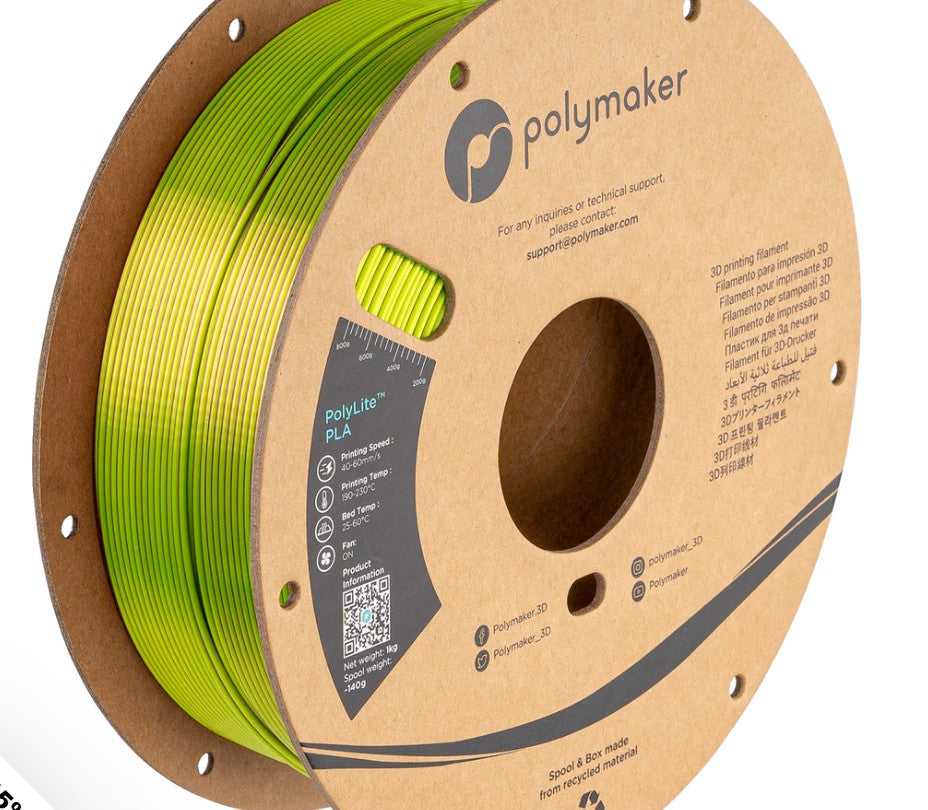 Polymaker Polylite Dual Silk PLA Aubergine (Silk Lime / Silk Magenta)
