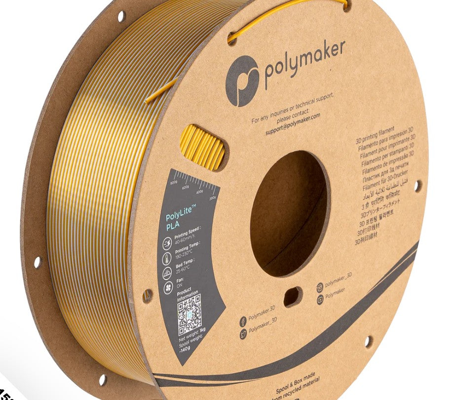 Polymaker Polylite Dual Silk PLA Crown (Silk Gold / Silk Sliver)