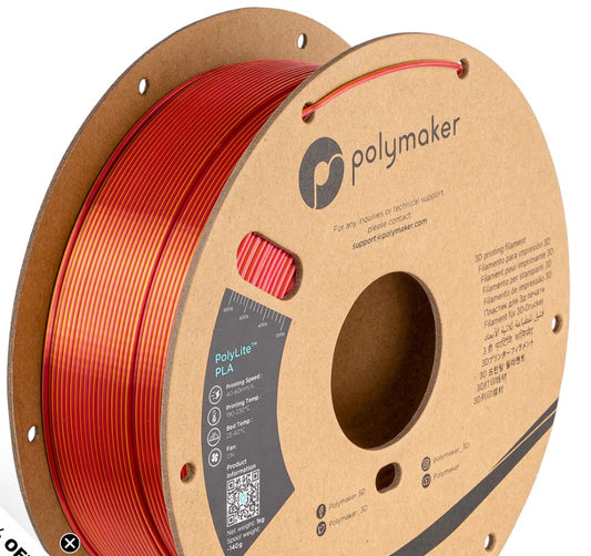 Panchroma™ Dual Silk PLA (Formerly PolyLite™ Dual Silk) Sunset (Silk Gold/Silk Red)